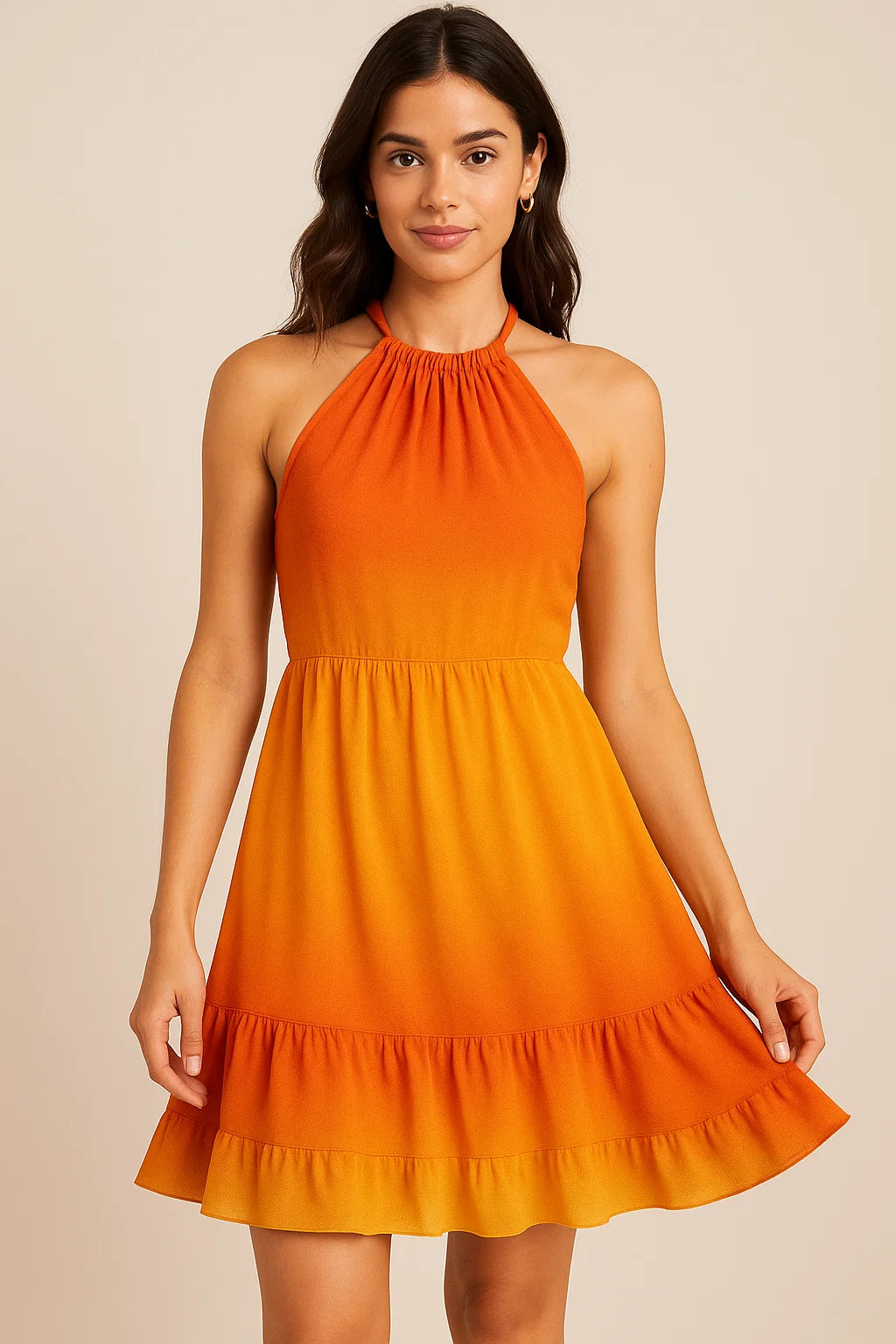 Decorative Yellow Gradient Combo Digital Printed Fabric - Pure Georgette