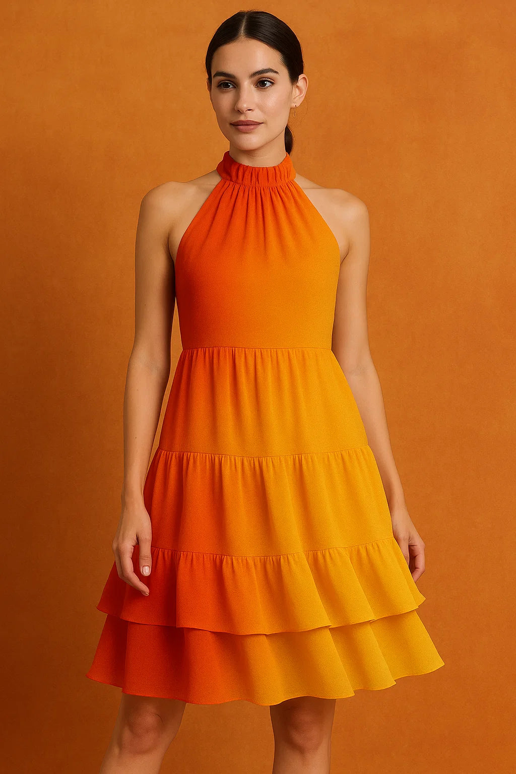 Decorative Yellow Gradient Combo Digital Printed Fabric - Pure Georgette