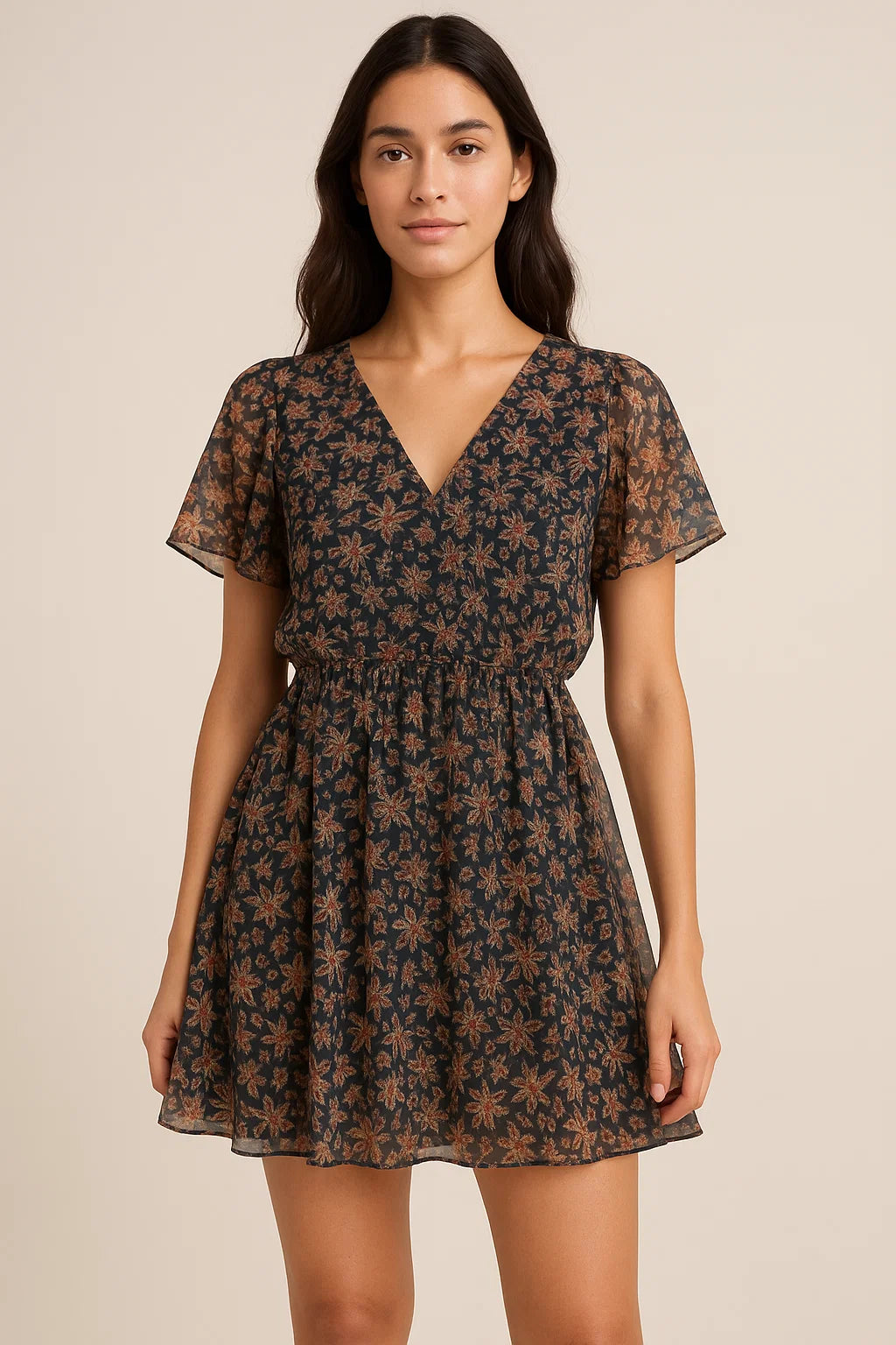 Decorative Jacobean Bluish Digital Printed Fabric - Pure Georgette