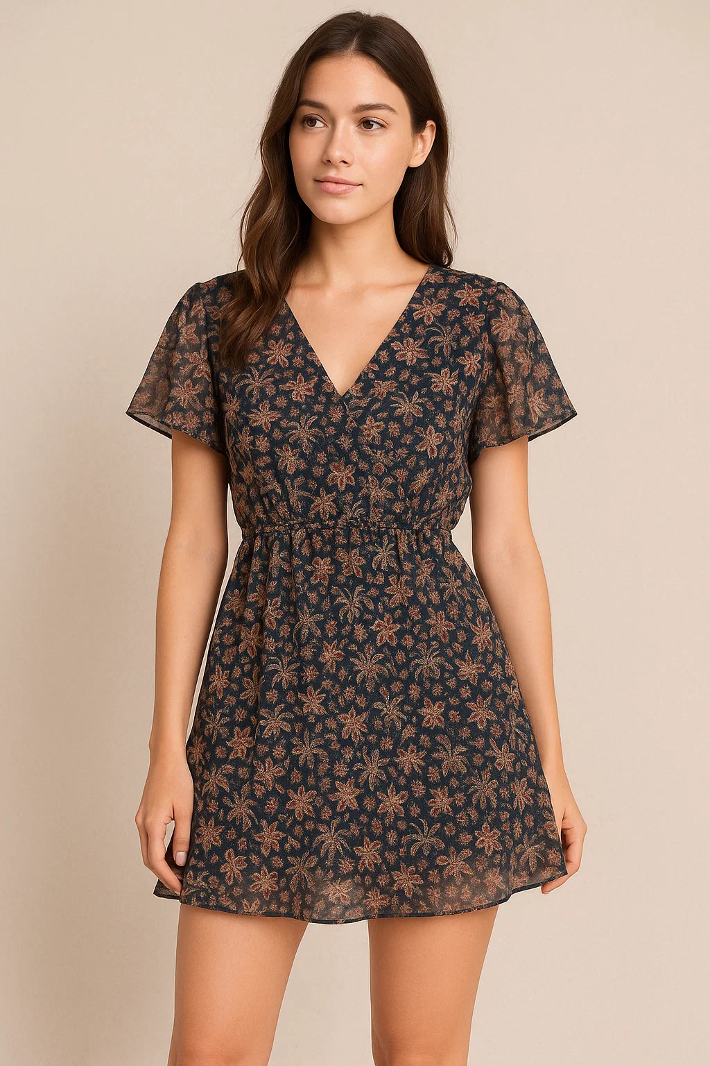 Decorative Jacobean Bluish Digital Printed Fabric - Pure Georgette