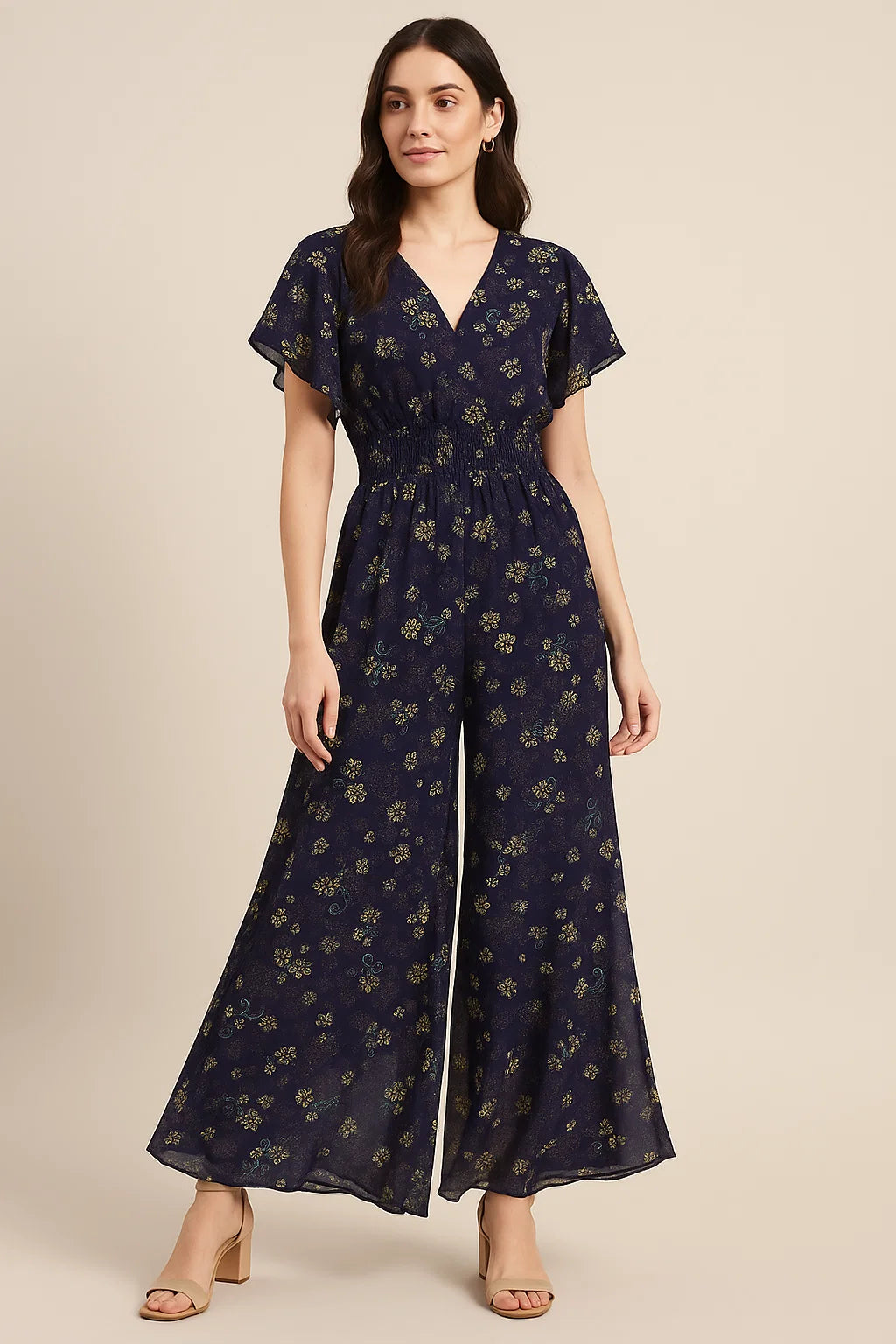 Royal Orchid Ditsy Digital Printed Fabric - Pure Georgette