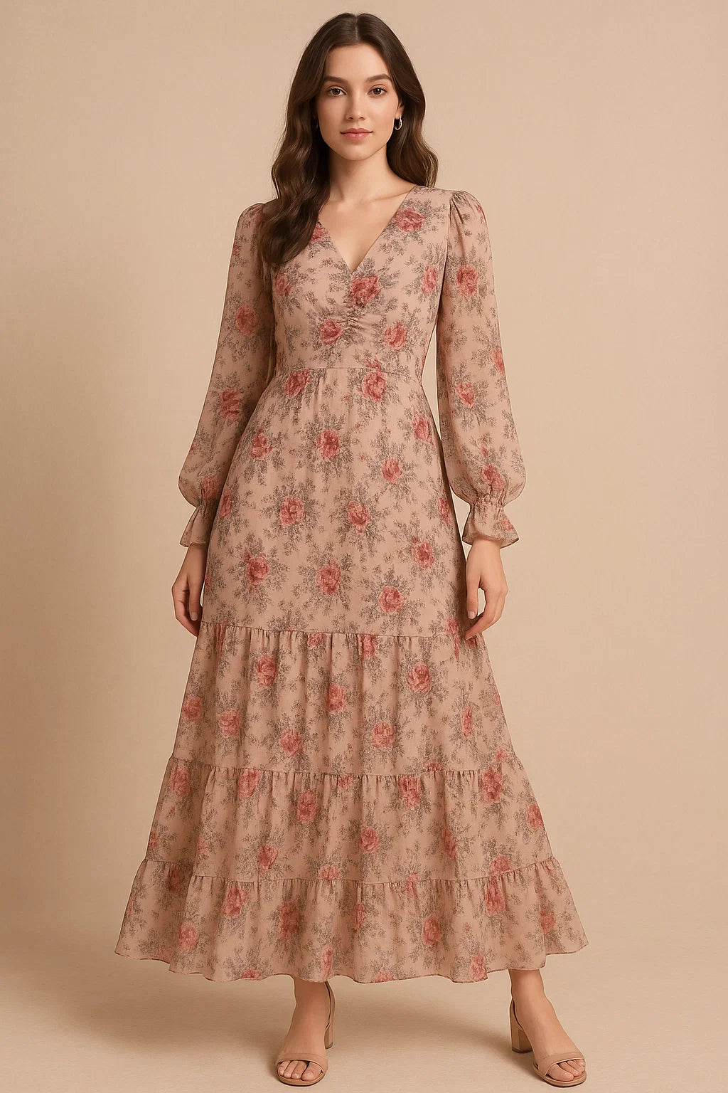 Beautiful Seamless Red Poppy Flower Digital Printed Fabric - Pure Georgette