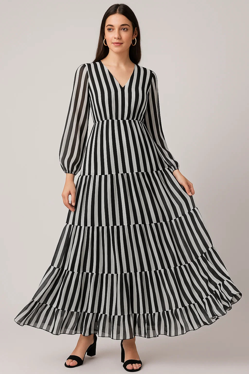 Decorative Black And White Zebra Digital Printed Fabric - Pure Georgette