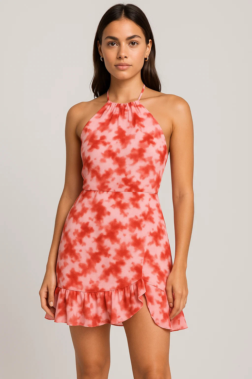 Watercolour Colour Red Spot Digital Printed Fabric - Pure Georgette