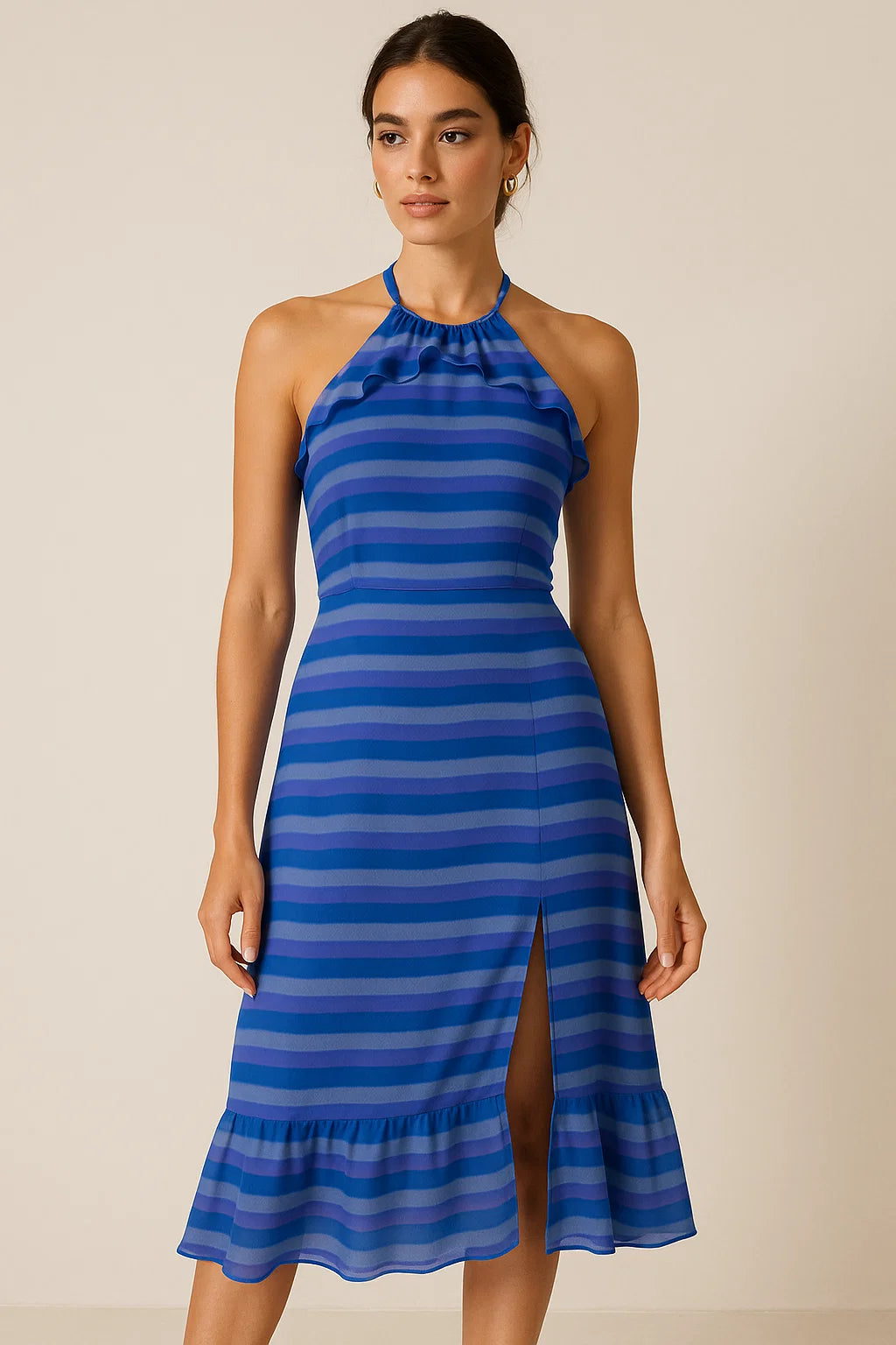 Vintage Shadow Strips Digital Printed Fabric - Pure Georgette