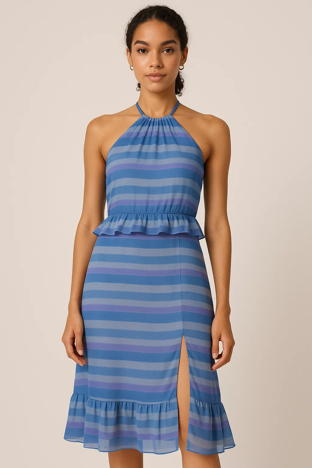 Vintage Shadow Strips Digital Printed Fabric - Pure Georgette