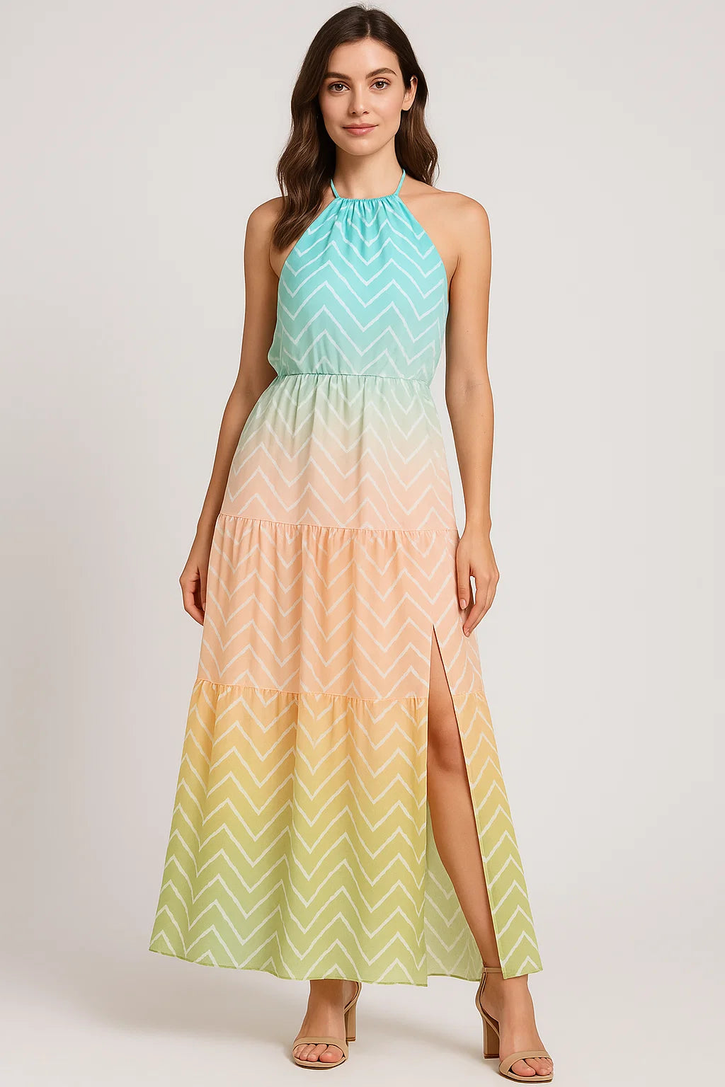 Seamless Multicolours Zigzag Digital Printed Fabric - Pure Georgette