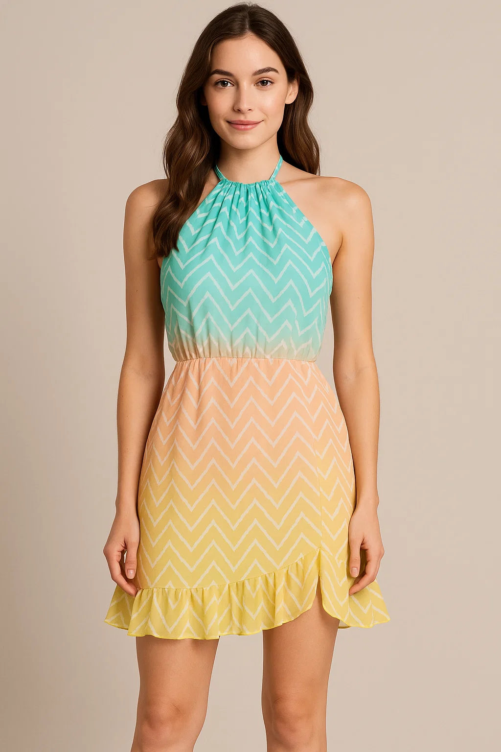 Seamless Multicolours Zigzag Digital Printed Fabric - Pure Georgette