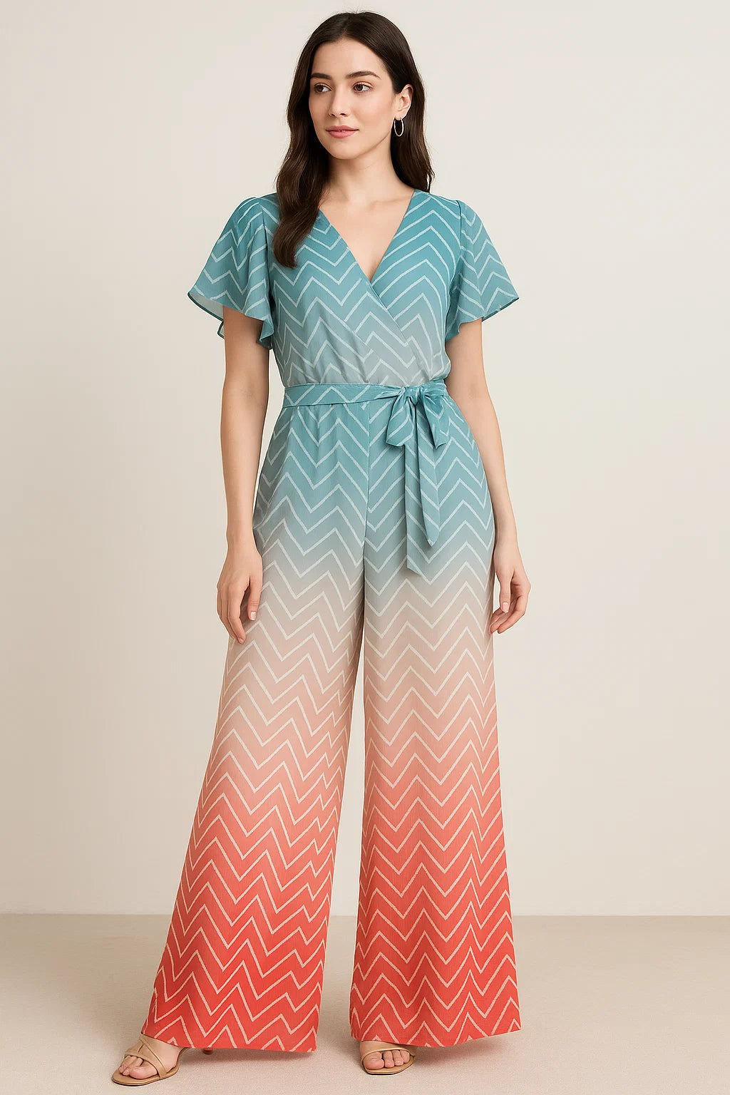 Morden Colours Of Zigzag Digital Printed Fabric - Pure Georgette