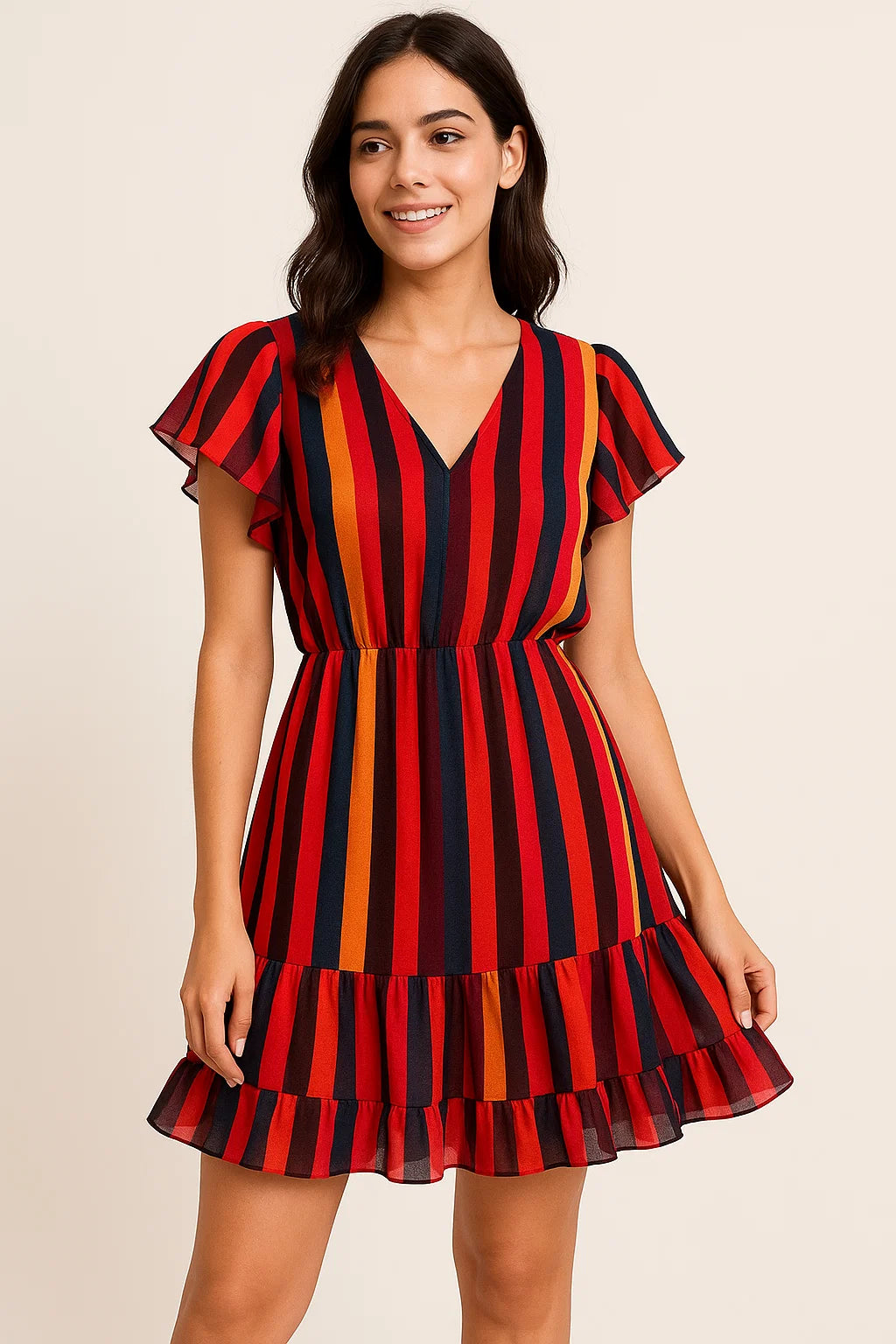 Bengal Stripes Multicolour Strips Digital Printed Fabric - Pure Georgette