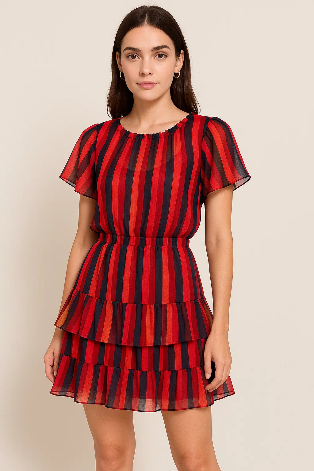 Bengal Stripes Multicolour Strips Digital Printed Fabric - Pure Georgette