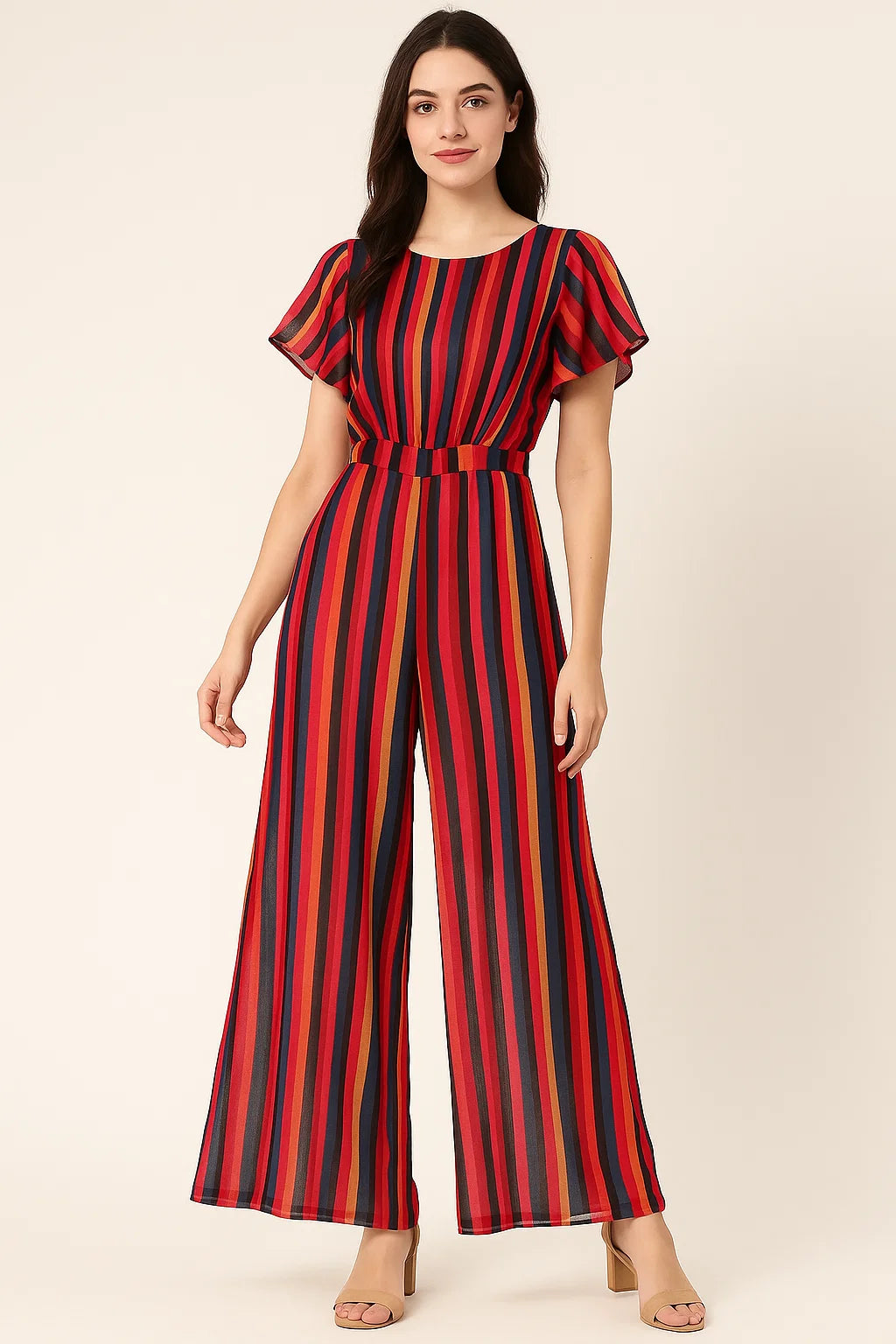 Bengal Stripes Multicolour Strips Digital Printed Fabric - Pure Georgette