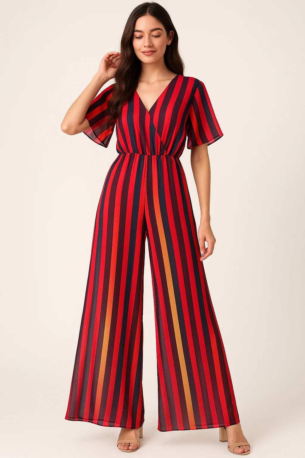 Bengal Stripes Multicolour Strips Digital Printed Fabric - Pure Georgette