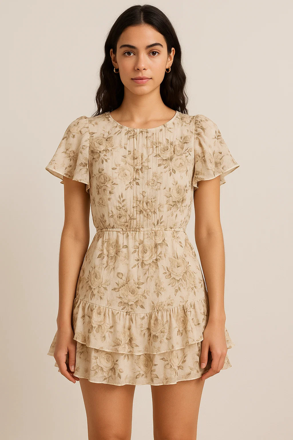 Floral Bright Golden Floral Digital Printed Fabric - Pure Georgette