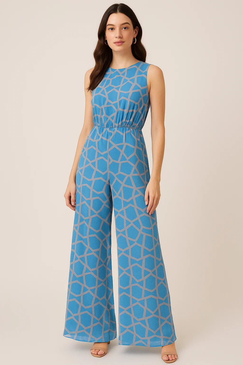 Harlequin Square And Hexagon Digital Printed Fabric - Pure Georgette