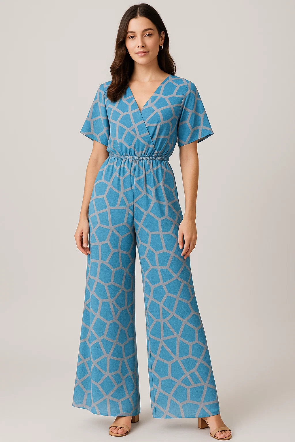 Harlequin Square And Hexagon Digital Printed Fabric - Pure Georgette