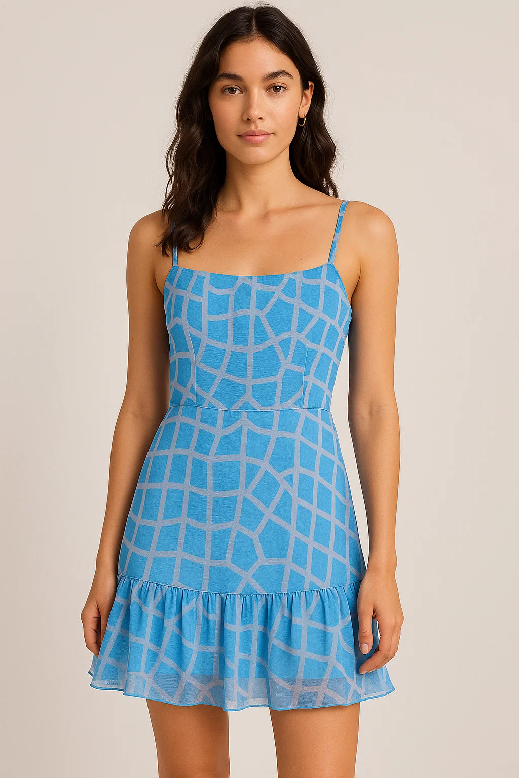 Harlequin Square And Hexagon Digital Printed Fabric - Pure Georgette