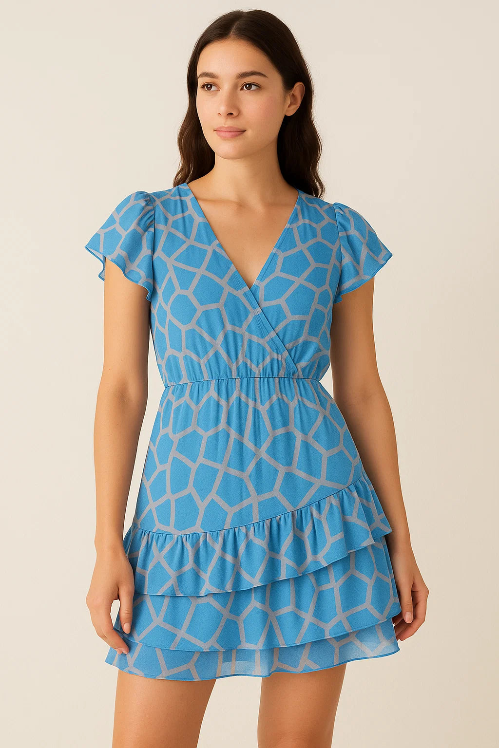 Harlequin Square And Hexagon Digital Printed Fabric - Pure Georgette