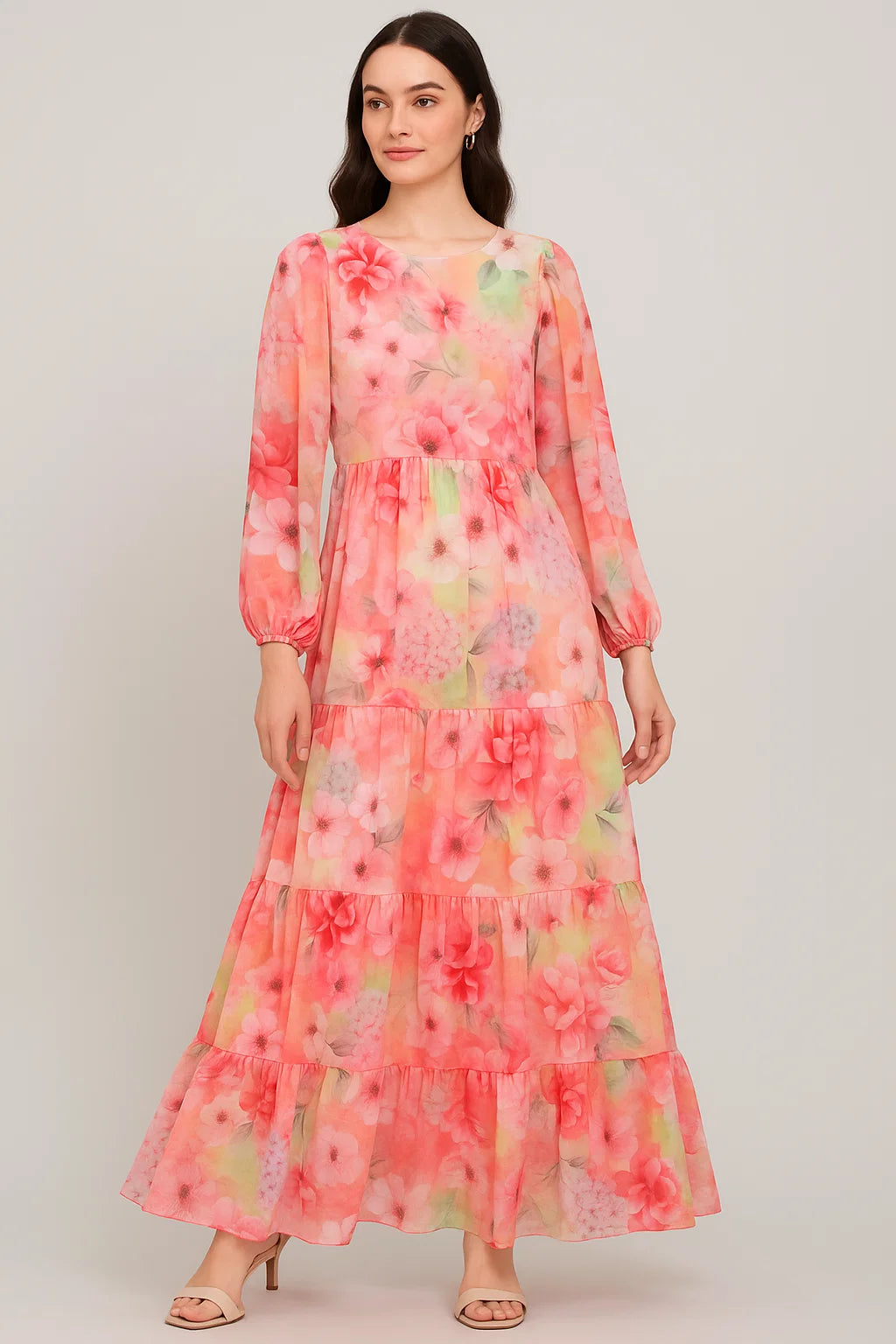 Multi-Color Floral Design Digital Printed Fabric