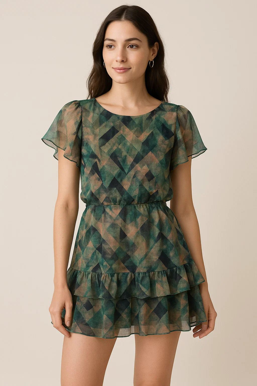 Houndstooth Pattern Digital Printed Fabric