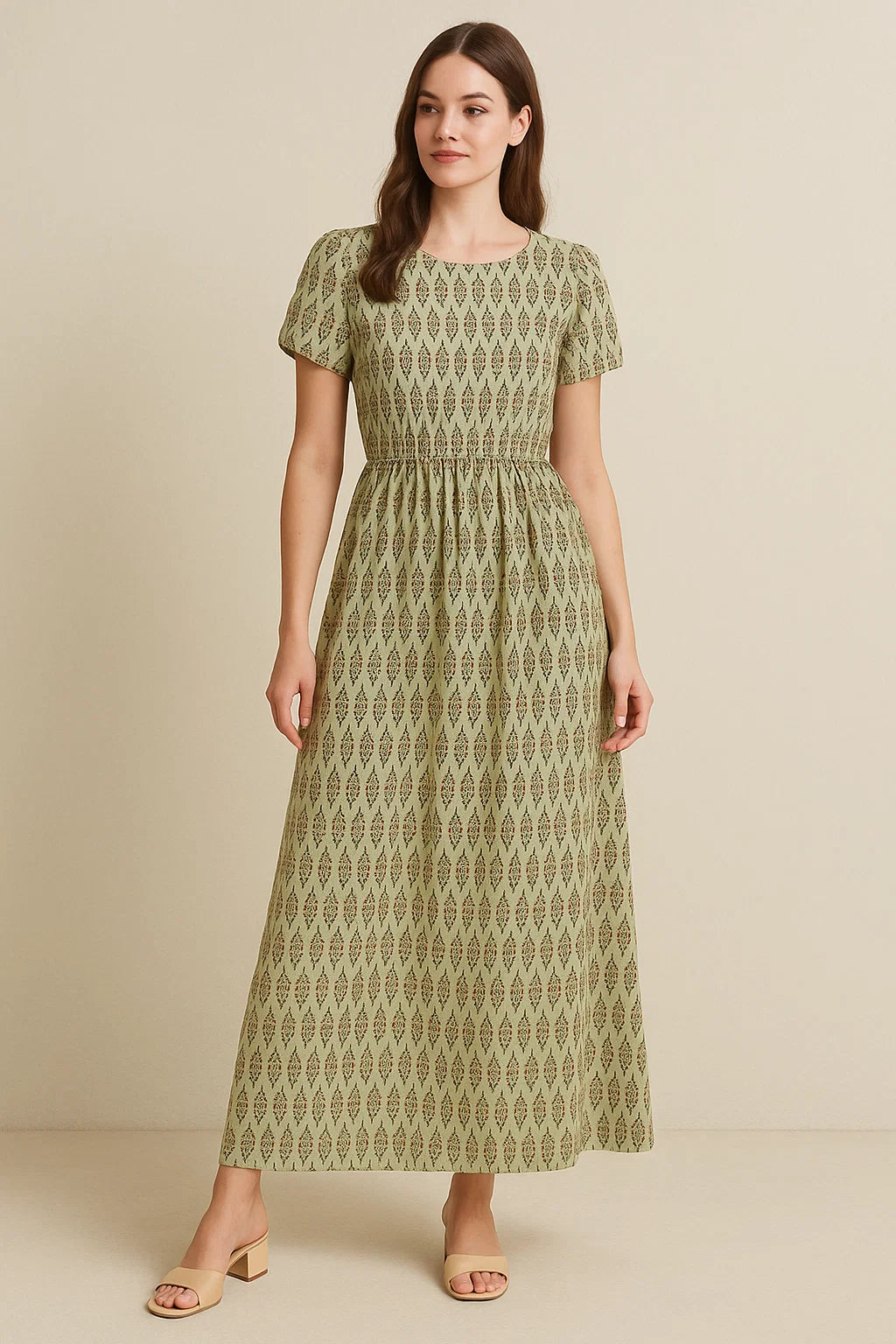 Burgundy Grey Ikat Pure Cotton Printed Fabric Material