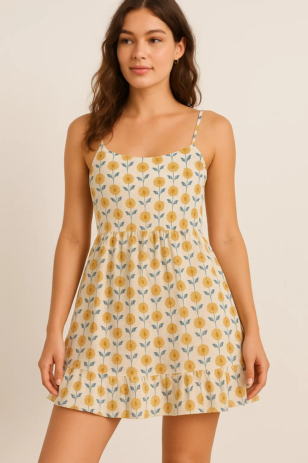 Peach Floral Pure Cotton Printed Fabric Material