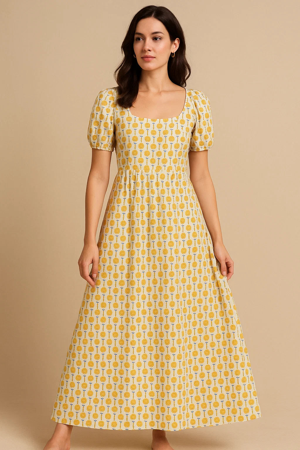 Peach Floral Pure Cotton Printed Fabric Material