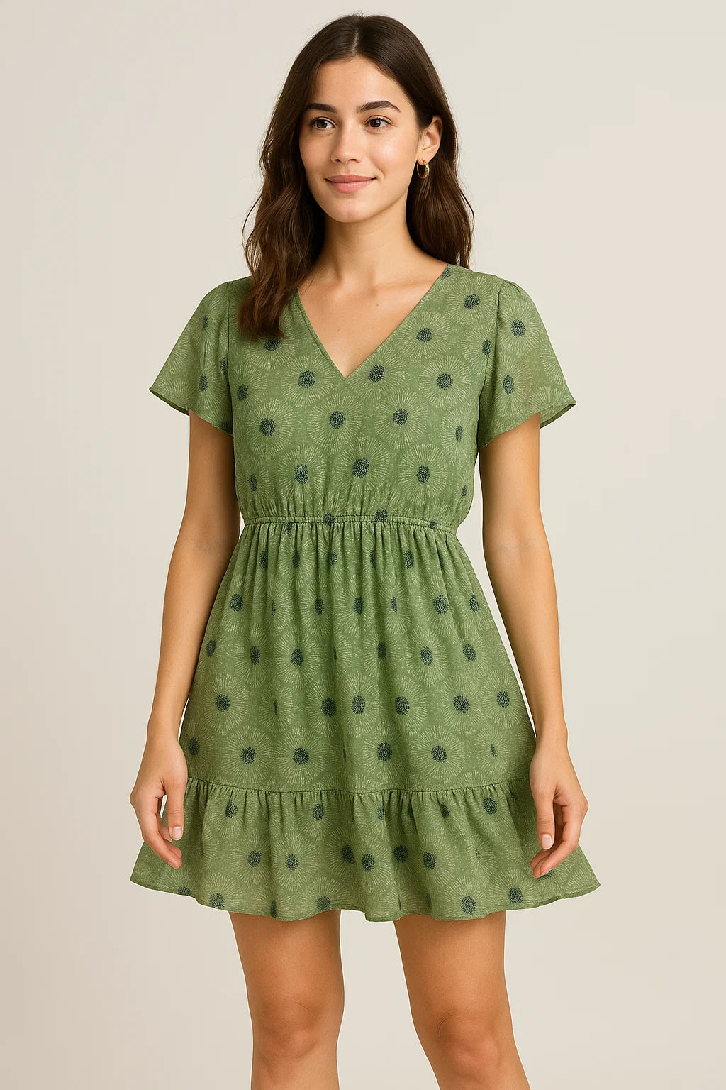 Green Abstract Pure Cotton Printed Fabric Material