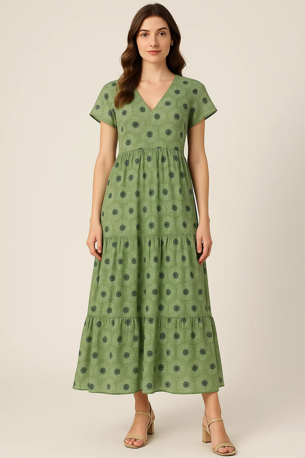 Green Abstract Pure Cotton Printed Fabric Material