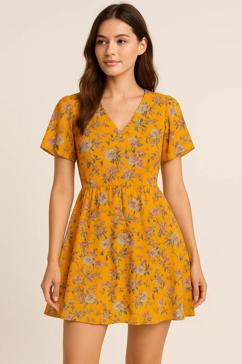 Yellow Calico Pure Cotton Printed Fabric Material