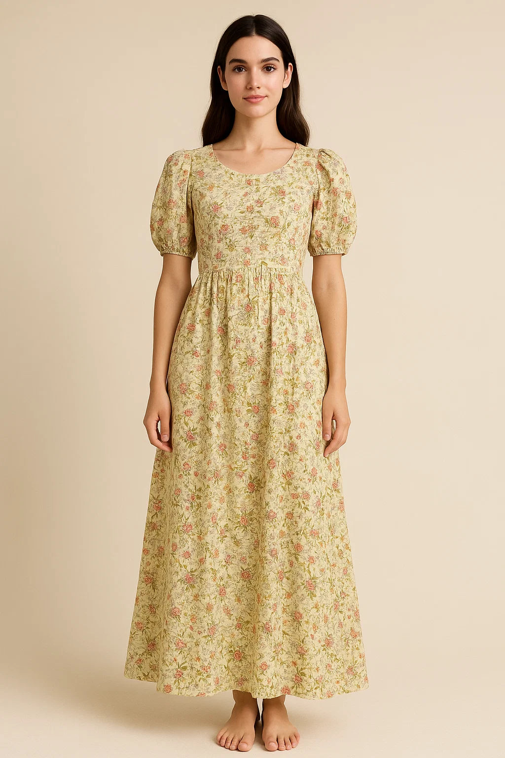 Green Floral Pure Cotton Printed Fabric Material