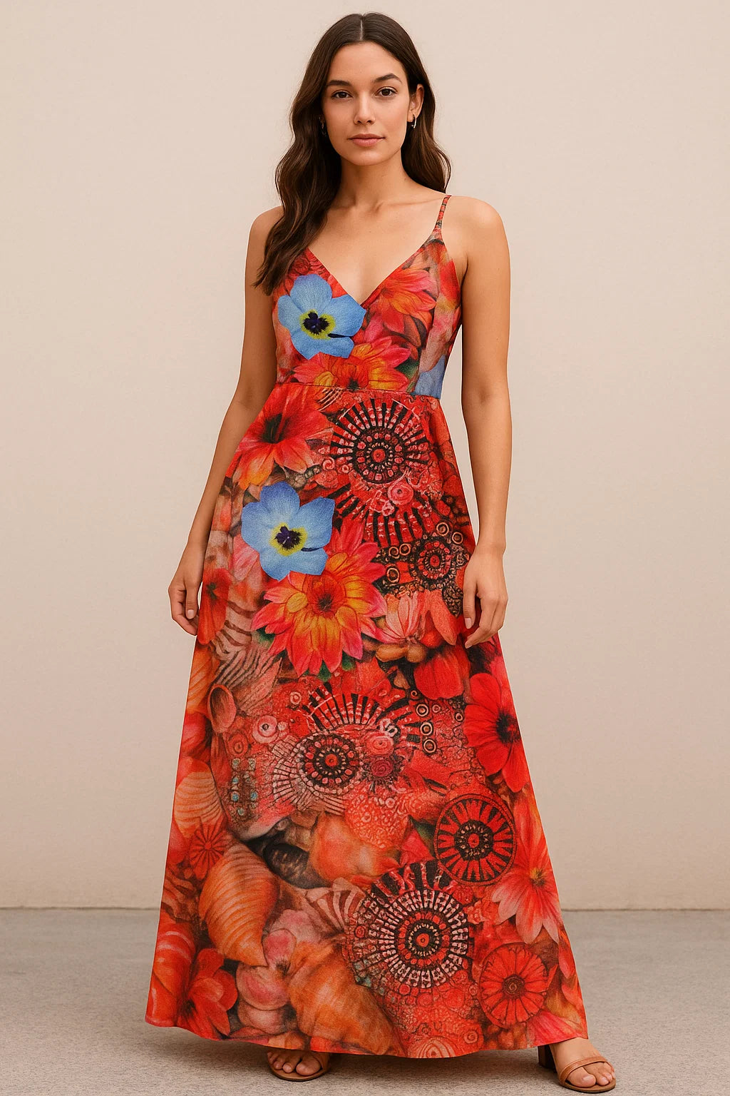 Shells And Flowers Digital Printed Fabric - Pure Cotton