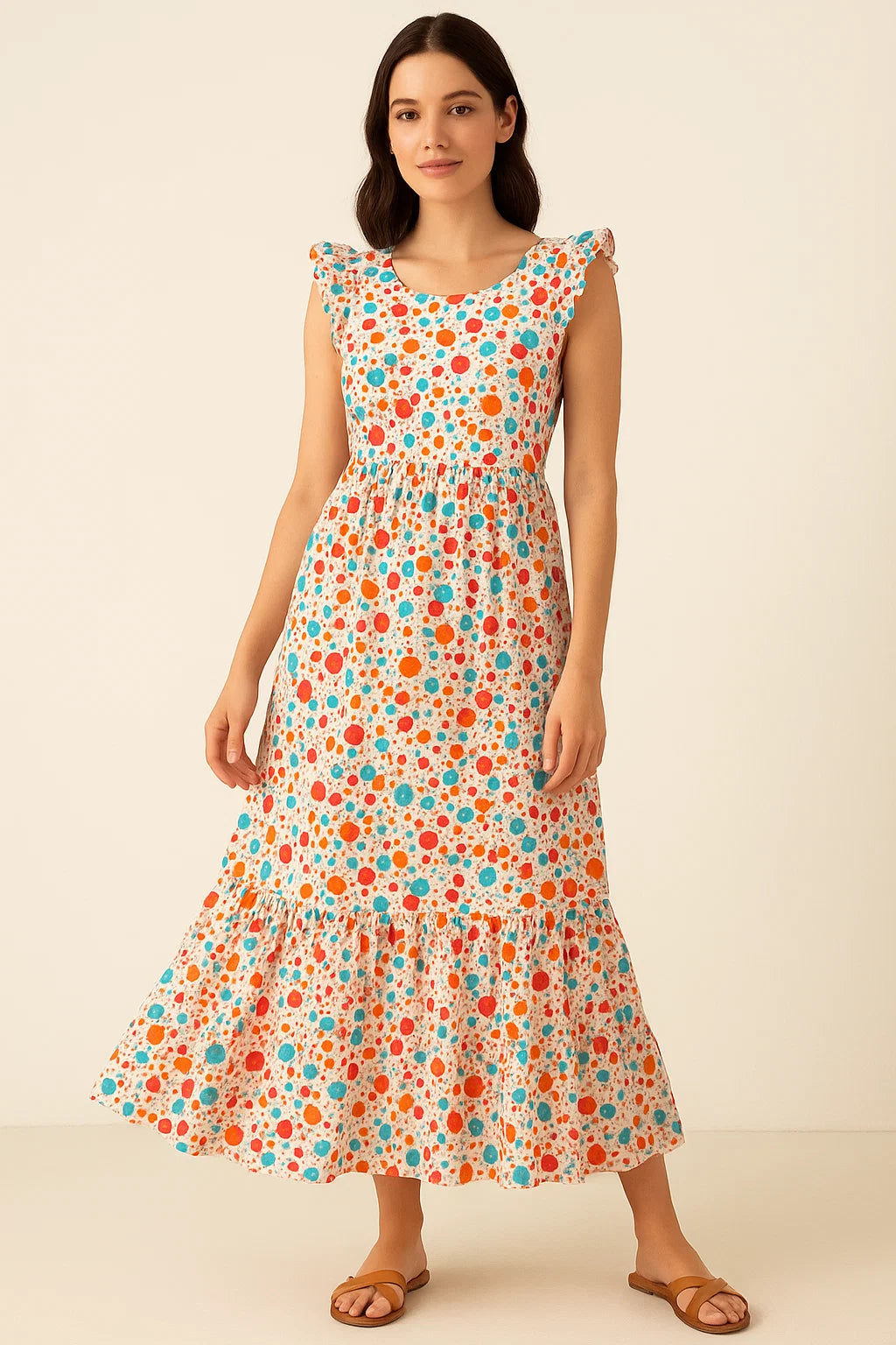 Spread Colour Of Rainbow Spot Digital Printed Fabric - Pure Cotton