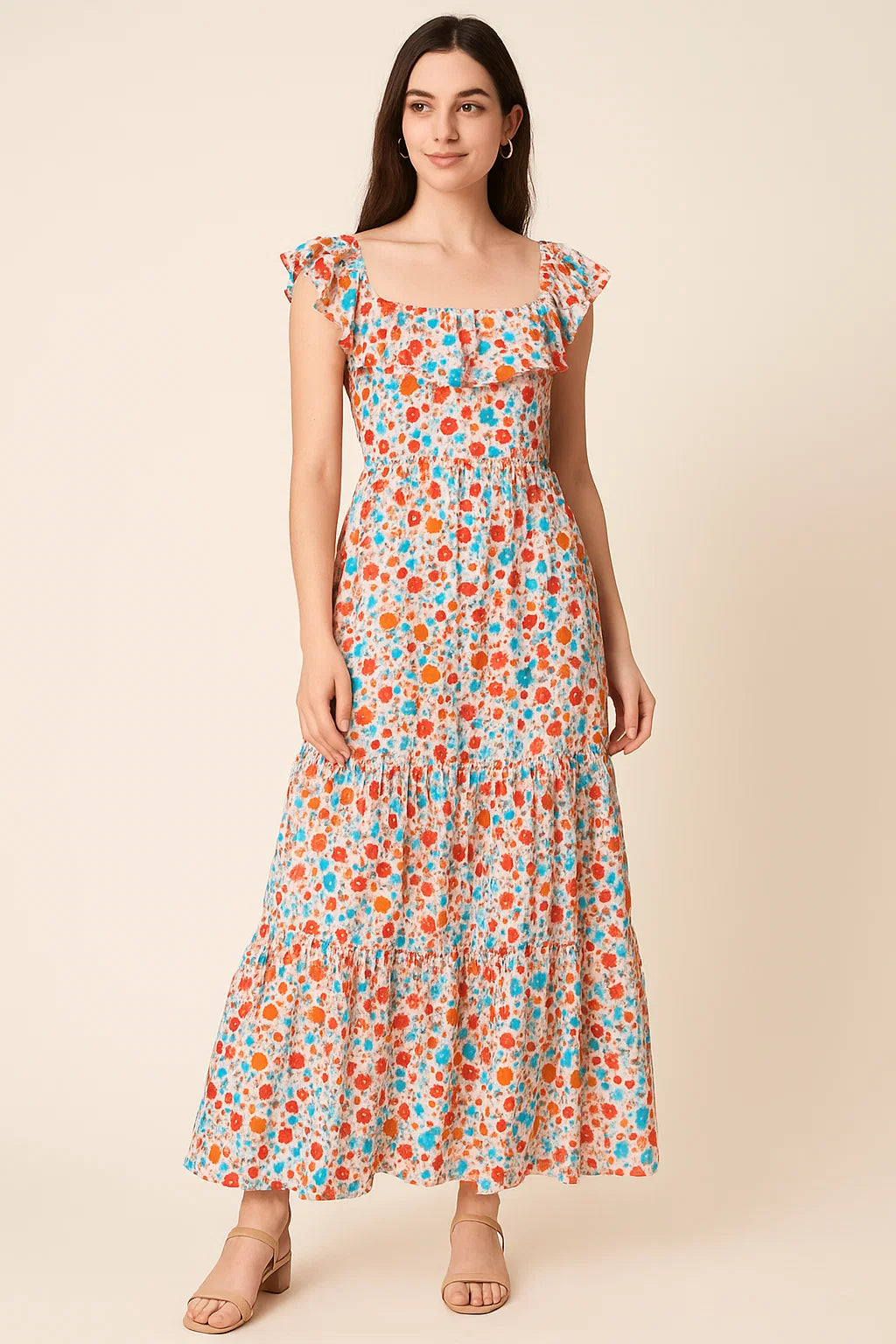 Spread Colour Of Rainbow Spot Digital Printed Fabric - Pure Cotton