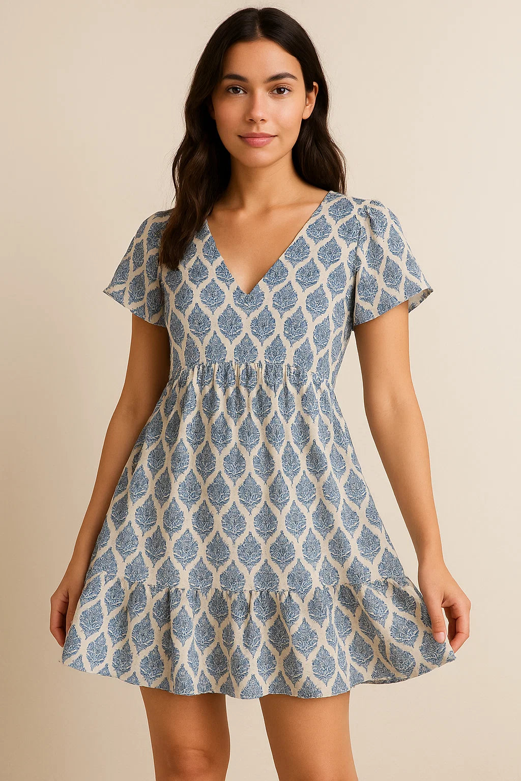 Decorative Repeat Leaves Digital Printed Fabric - Pure Cotton