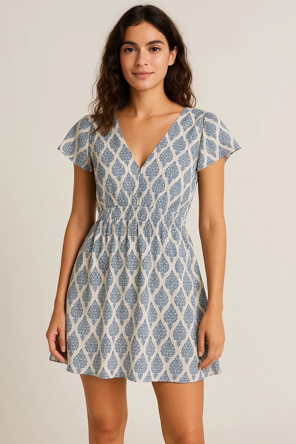 Decorative Repeat Leaves Digital Printed Fabric - Pure Cotton