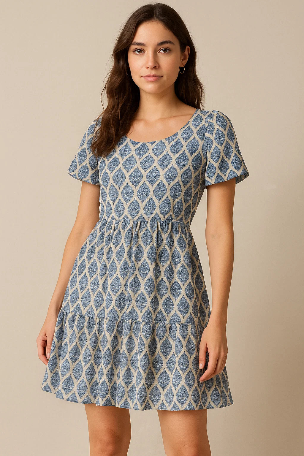 Decorative Repeat Leaves Digital Printed Fabric - Pure Cotton