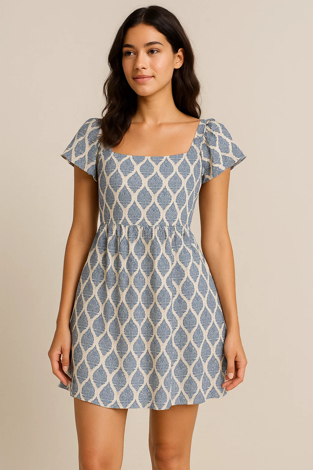 Decorative Repeat Leaves Digital Printed Fabric - Pure Cotton