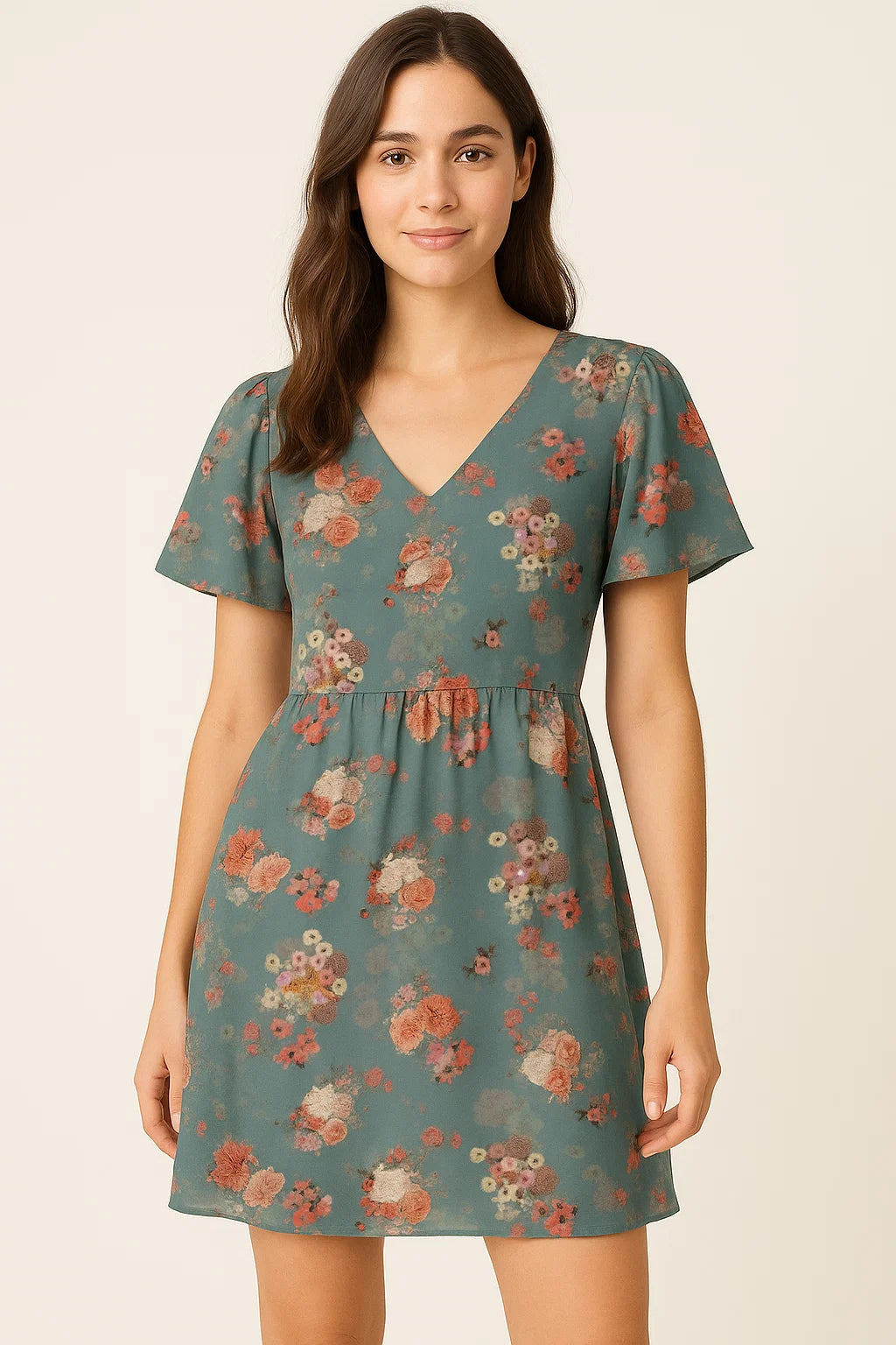 Colorful Roses With Multicolor Branch Digital Printed Fabric - Pure Cotton