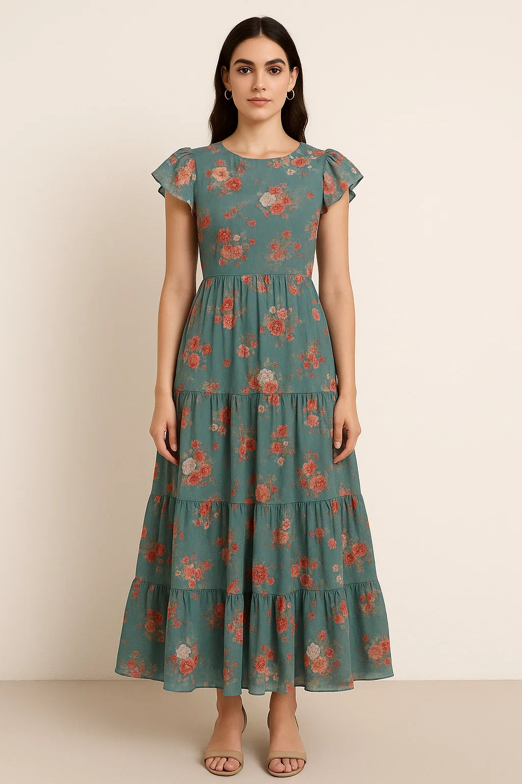 Colorful Roses With Multicolor Branch Digital Printed Fabric - Pure Cotton