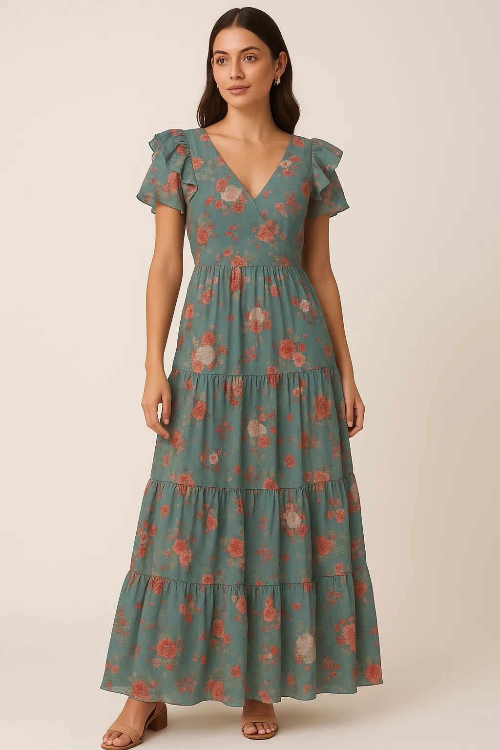 Colorful Roses With Multicolor Branch Digital Printed Fabric - Pure Cotton