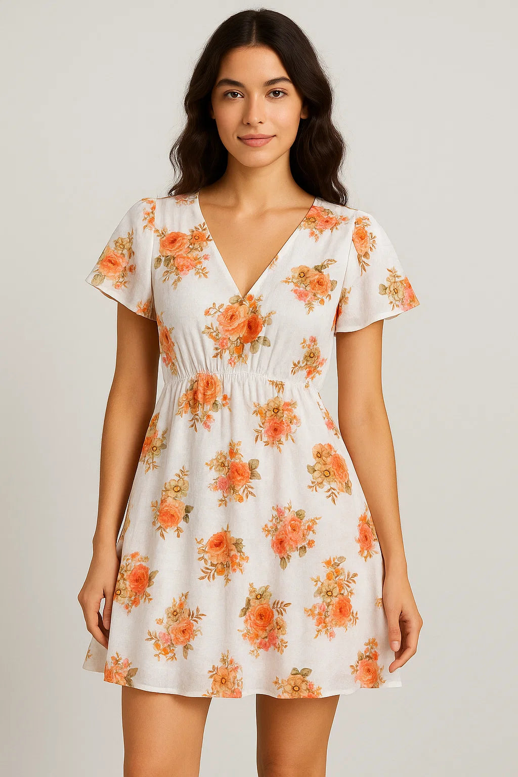 Classic Multicolor Roses With Leaves Digital Printed Fabric - Pure Cotton