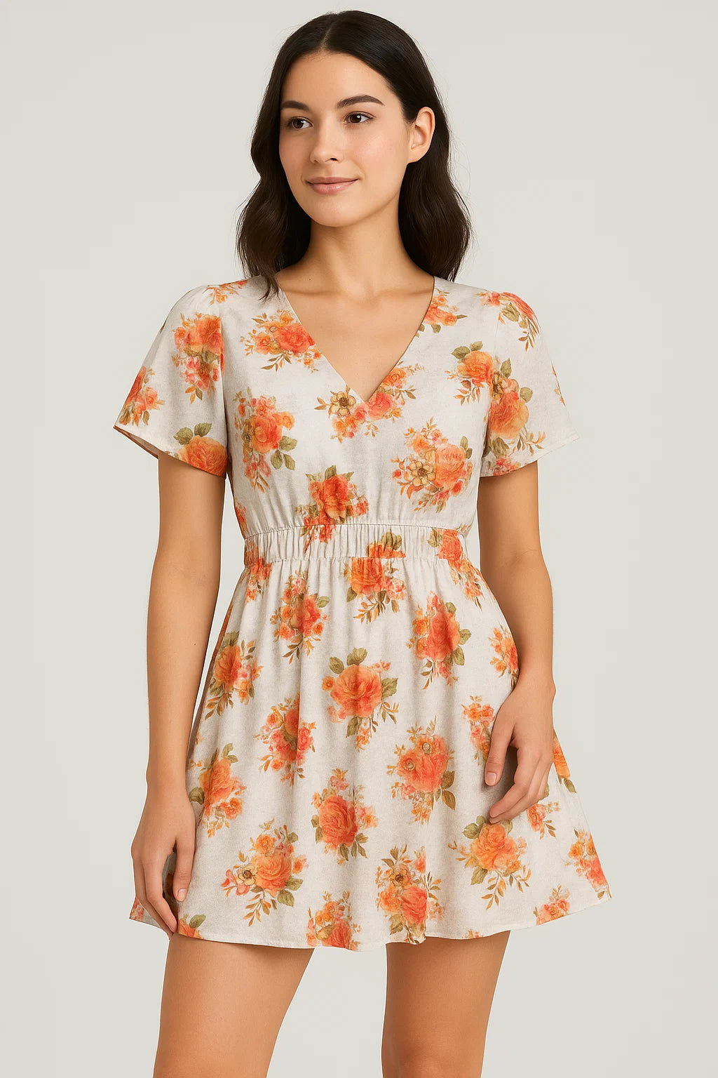 Classic Multicolor Roses With Leaves Digital Printed Fabric - Pure Cotton