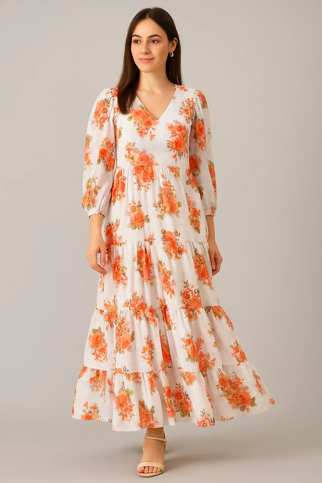 Classic Multicolor Roses With Leaves Digital Printed Fabric - Pure Cotton