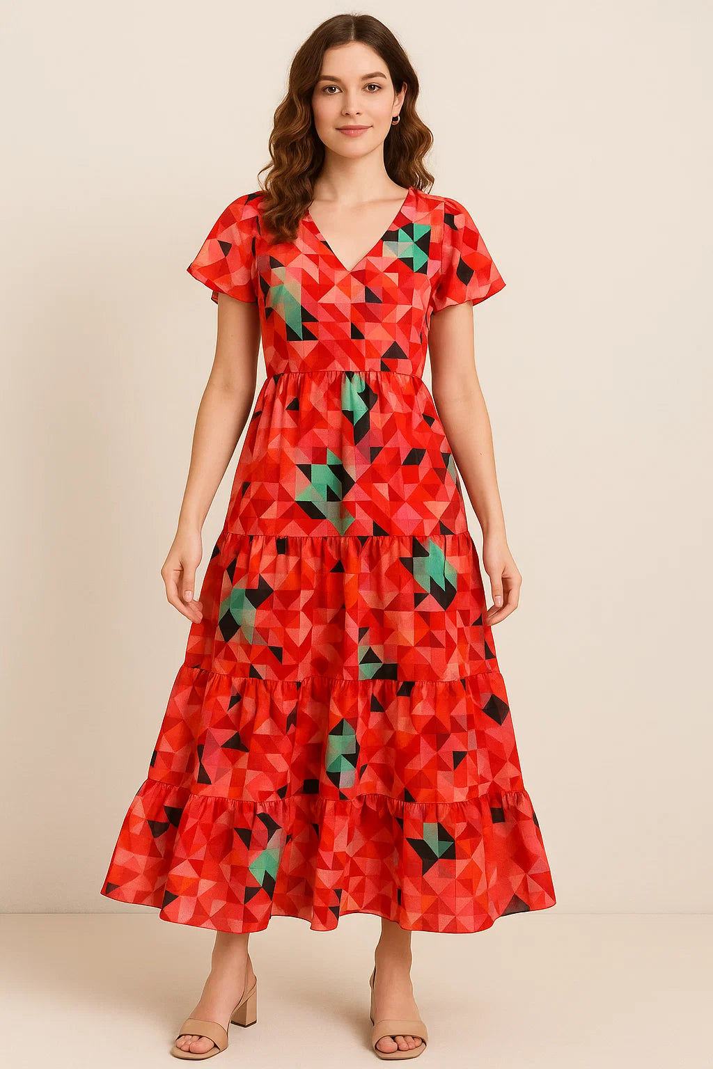 Attractive Multicolor Abstract Pattern Digital Printed Fabric - Pure Cotton