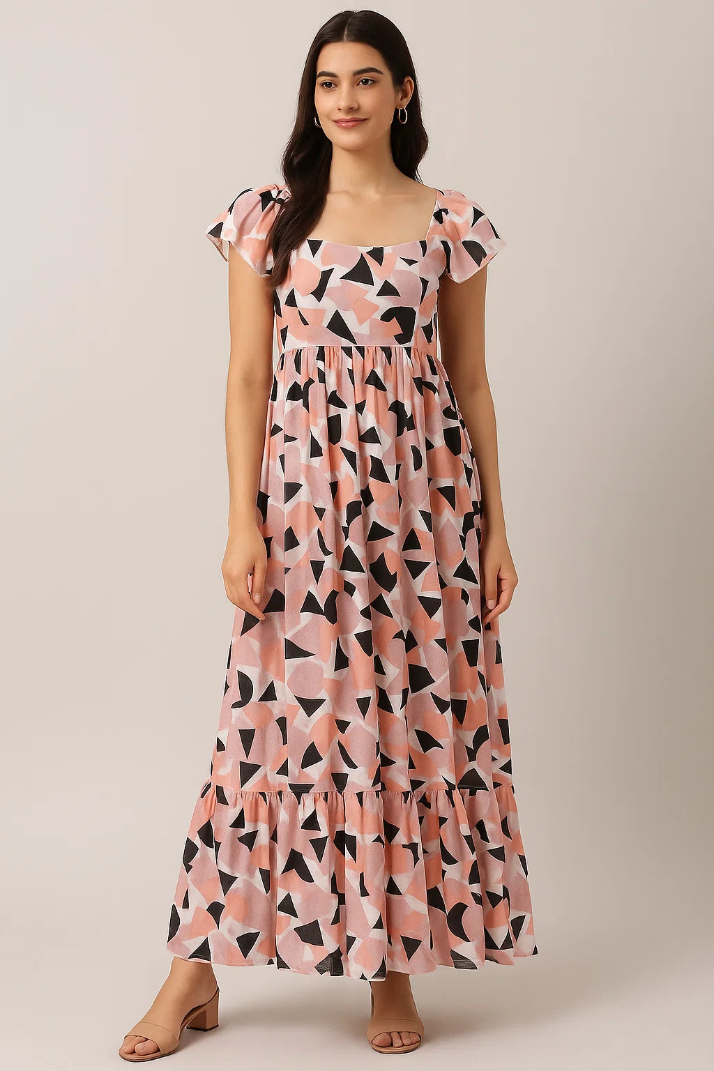 Colourful Geometric Shape Digital Printed Fabric - Pure Cotton