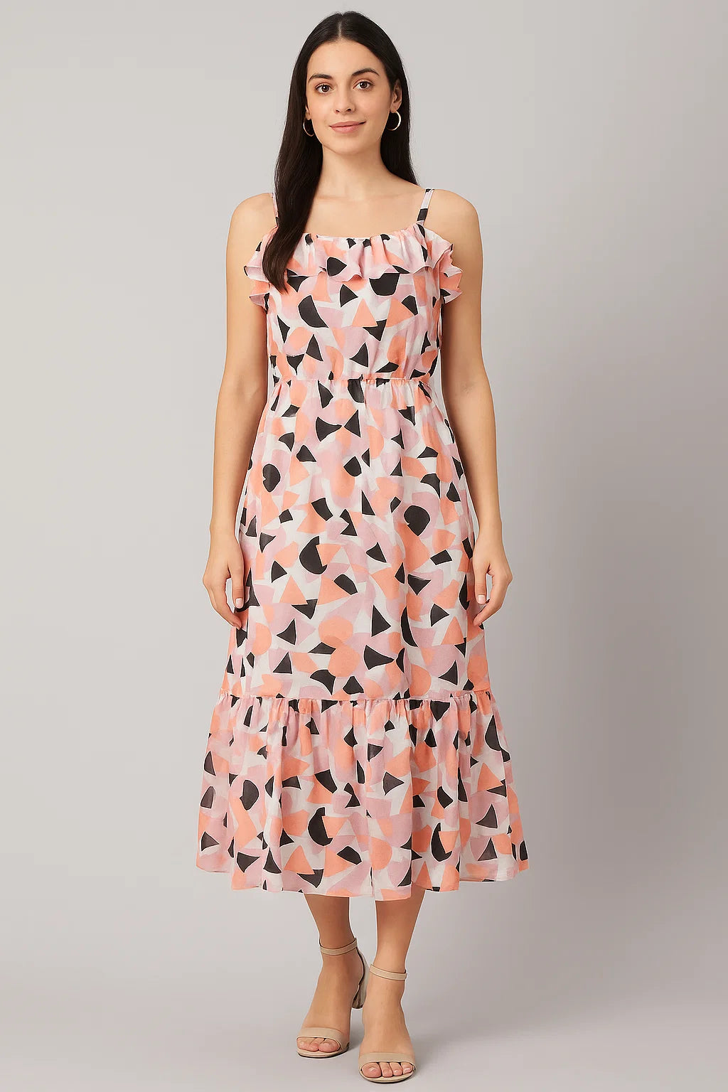 Colourful Geometric Shape Digital Printed Fabric - Pure Cotton