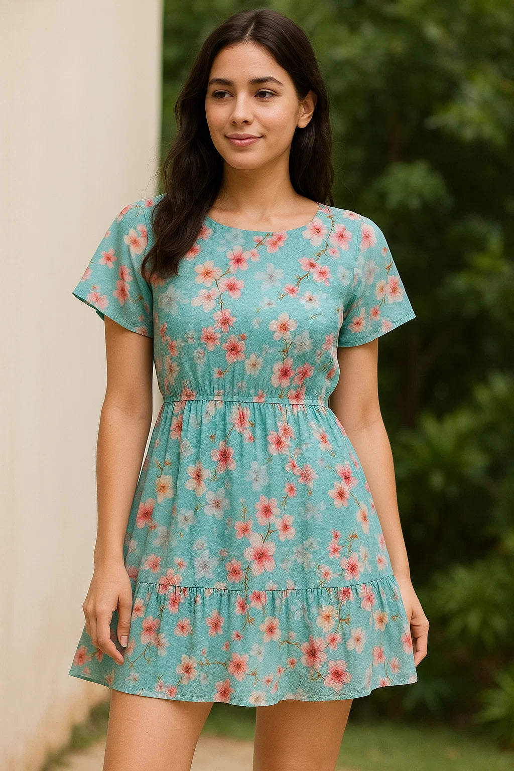 Periwinkle Floral Spring Flower Digital Printed Fabric - Pure Cotton