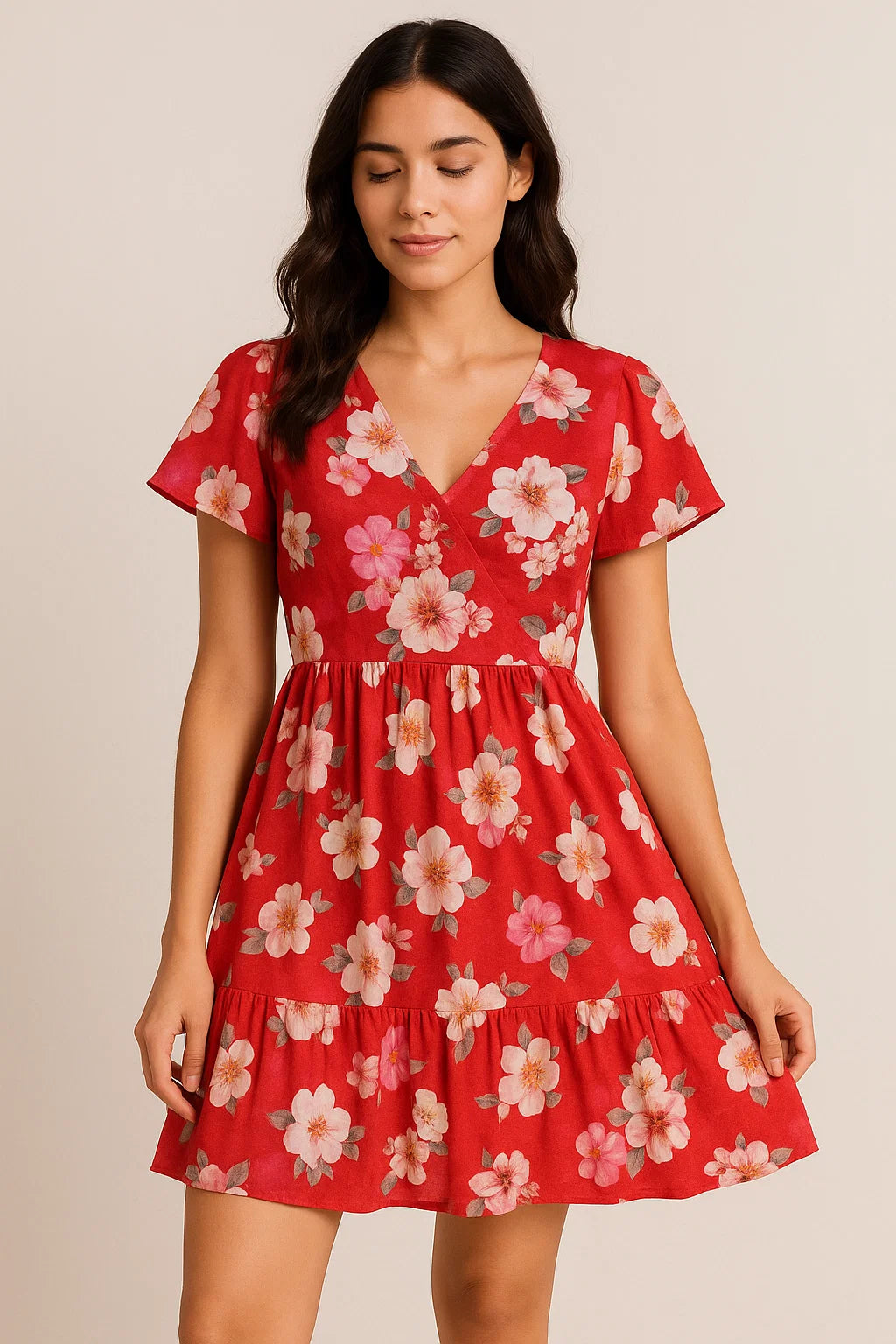 Big Narcissus Multi Colour Flower Digital Printed Fabric - Pure Cotton