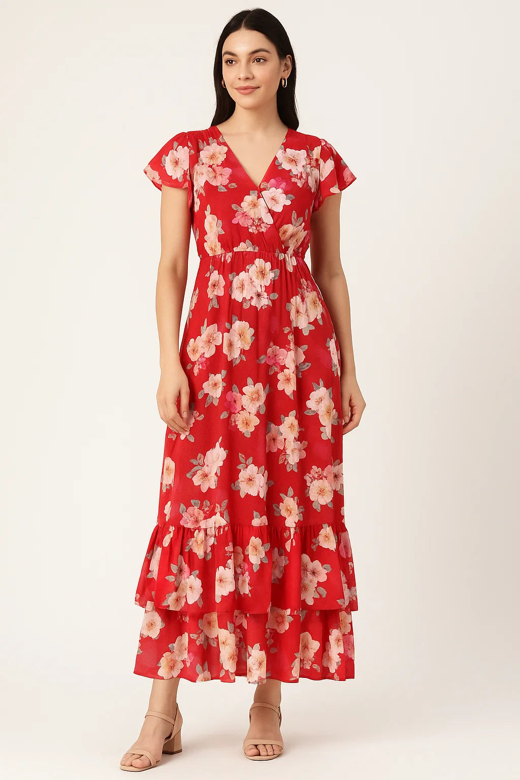 Big Narcissus Multi Colour Flower Digital Printed Fabric - Pure Cotton